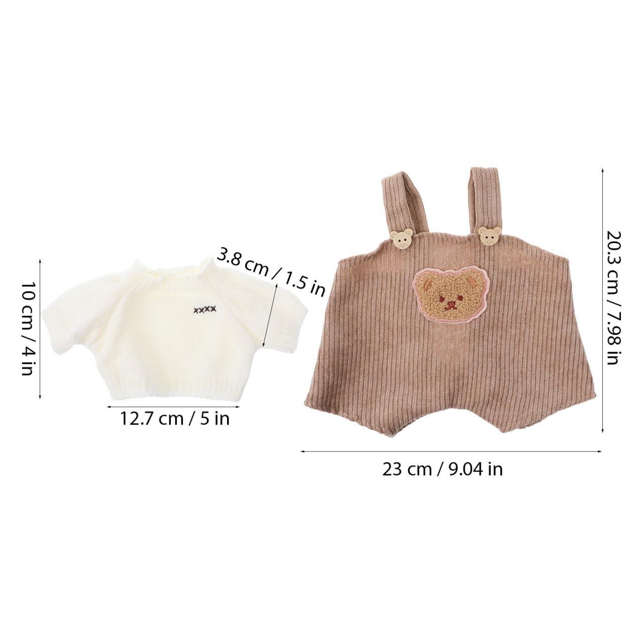 iplusmile 2 Sätze Bärenoutfits mit Overall und Pullover Süße Kleidung für Stofftiere Fördert Kreativität und Spielspaß für Erwachsene