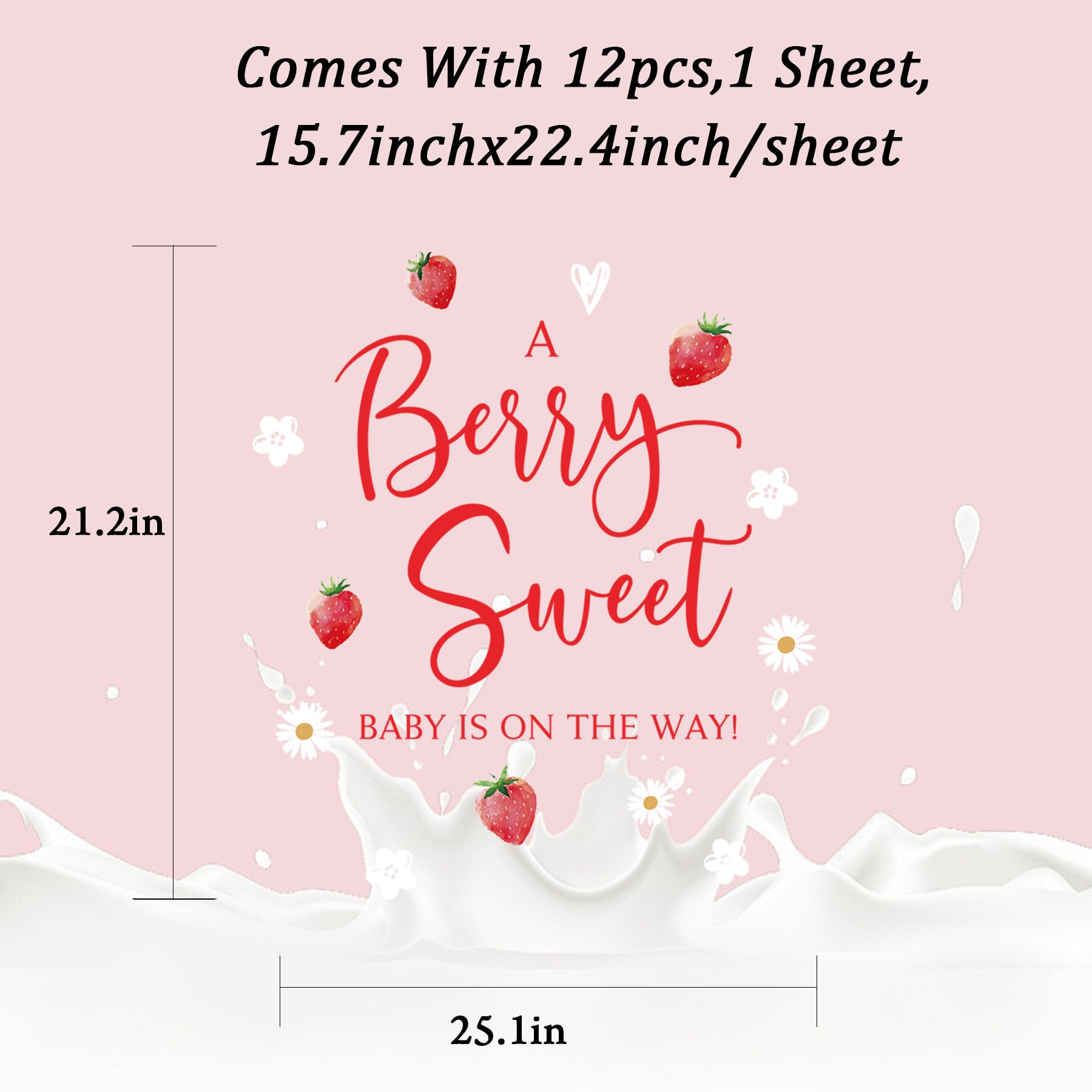 SANDOO Berry Sweet Baby Shower Decal - Arch Balloon Peel & Stick, Strawberry Baby Shower Decorations, Gender Reveal Party Supplies