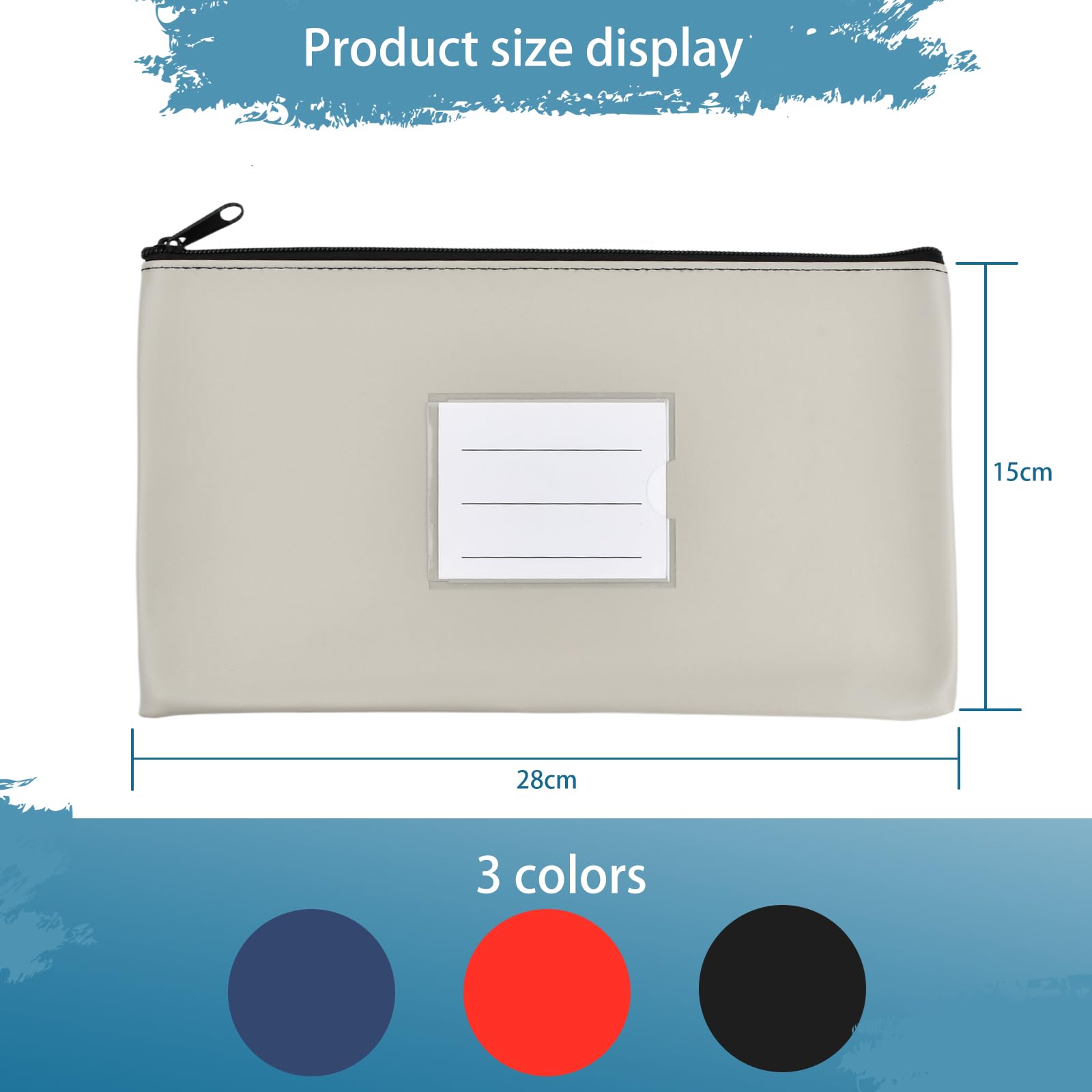 Bolsa de Dinero con Cremallera 28x15cm Impermeable A5 PU con Ventana