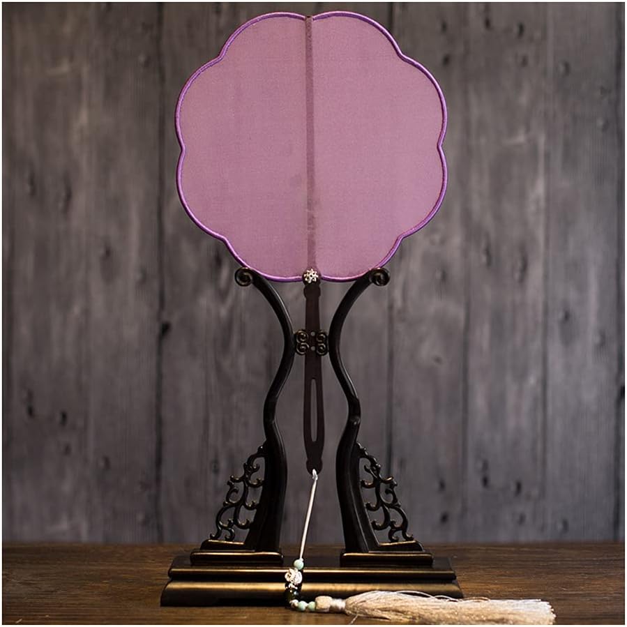Decoration Folding Fan Double-Sided Classical Embroidery Fan，Female Chinese Style Round Handheld Fans for Dancing Wedding Party Props Decoration Elegant Hand Fan Fan (Color : Khaki)