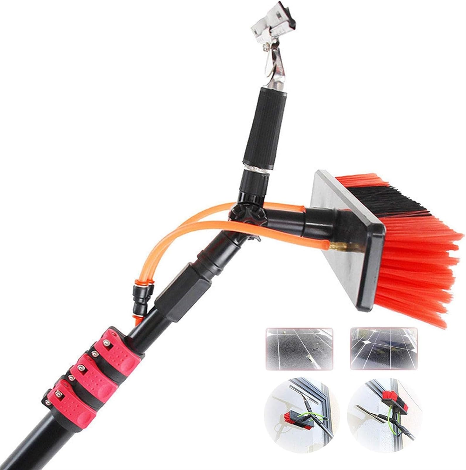 GHFXSCV Telescopic Window Cleaner Kit - Water Fed Brush with 3.6-11M Adjustable Pole 35Cm Cleaning Head for Efficient Window & Solar Panel Cleaning Streak-Free Shine