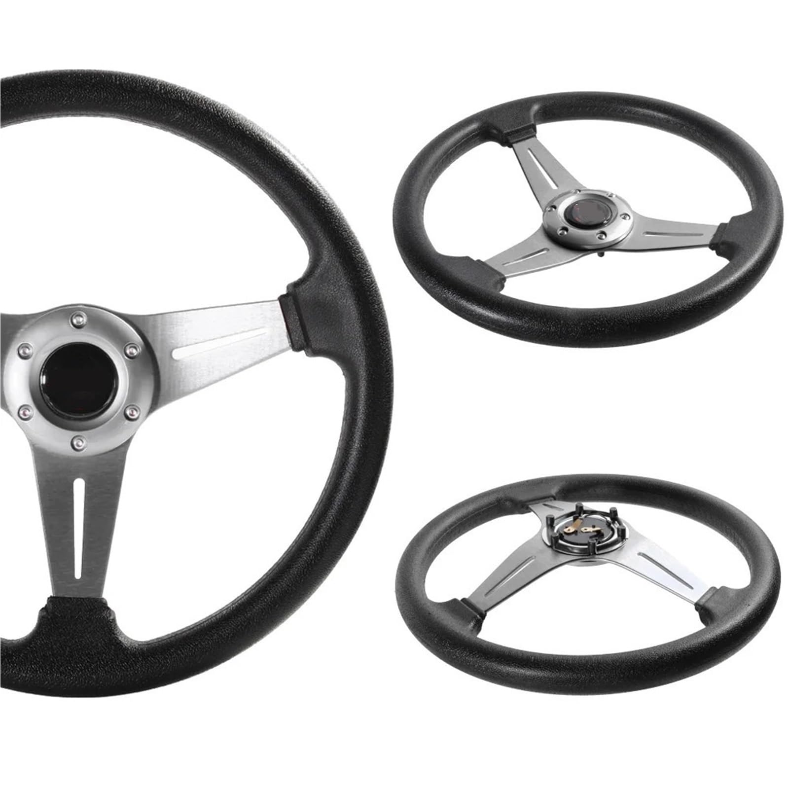 Volante da Corsa Universale,Volante Sportivo Volante sportivo da 350 mm/14 pollici in alluminio + PU for giochi di simulazione drift(Red)