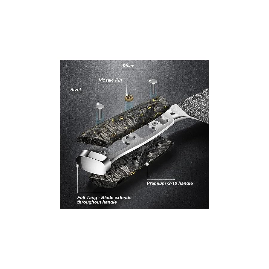 KEENZO Damascus knife set,Professional kitchen knives set 5 pcs,Sharp chef knife set.Hand forged 67-layers high carbon stainless steel knives set for Cooking.Ergonomic Full-Tang handle with gift box