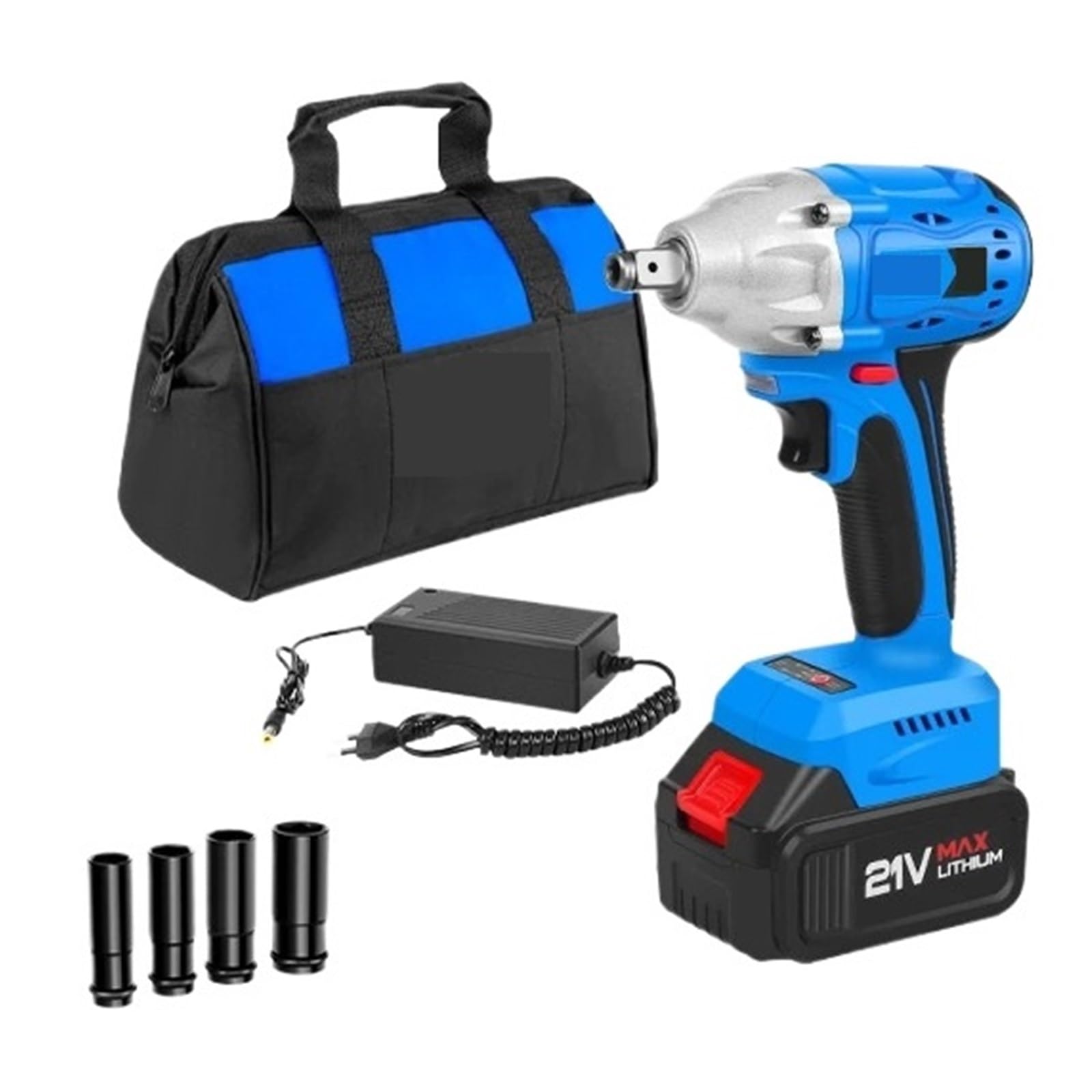 Llave de impacto Llave De Impacto Eléctrica De 21V, Llave Dinamométrica Inalámbrica, Enchufe Sin Escobillas, Batería De Iones De Litio, Herramienta Eléctrica De Reparación Del Hogar(21V-350Nm-Set2)