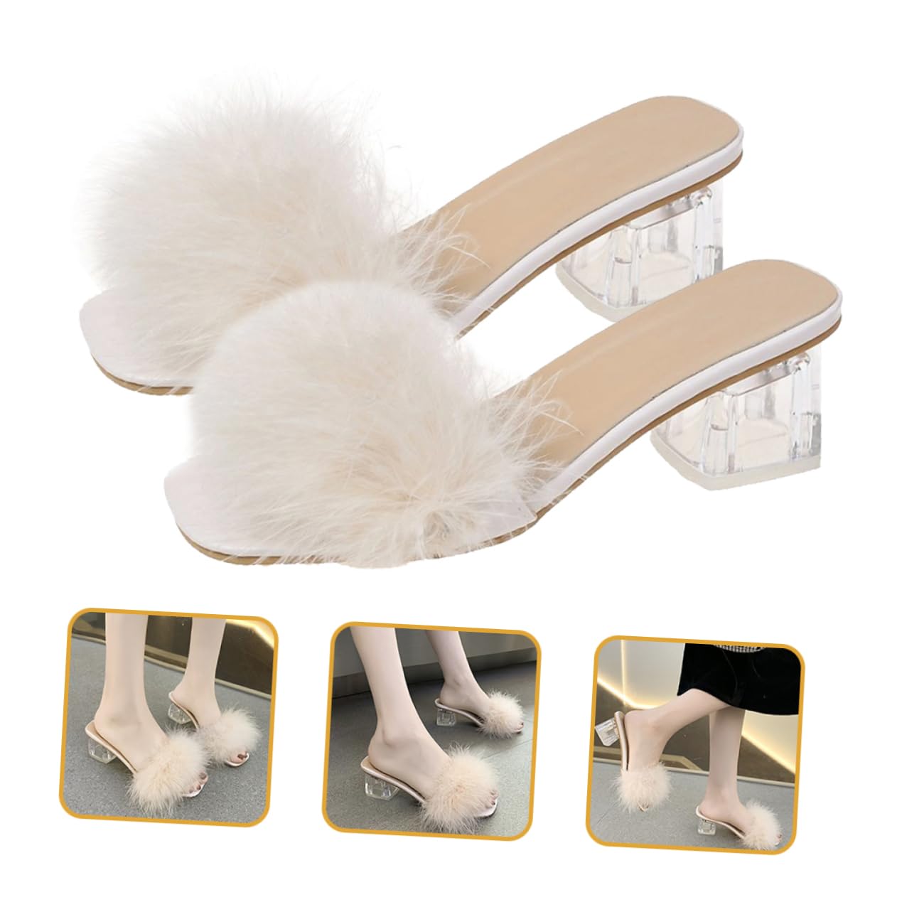LIFKOME Pantuflas de Tacón para Mujer, Talla 39, Gamuza y Goma
