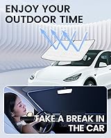 Vista 7 de KUST Parasol para parabrisas delantero, plegable, más grueso, de 5 capas, bloquea el calor y los rayos UV del sol