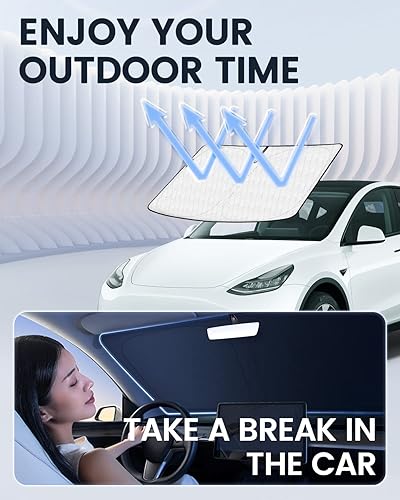 Miniatura 7 de KUST Parasol para parabrisas delantero, plegable, más grueso, de 5 capas, bloquea el calor y los rayos UV del sol