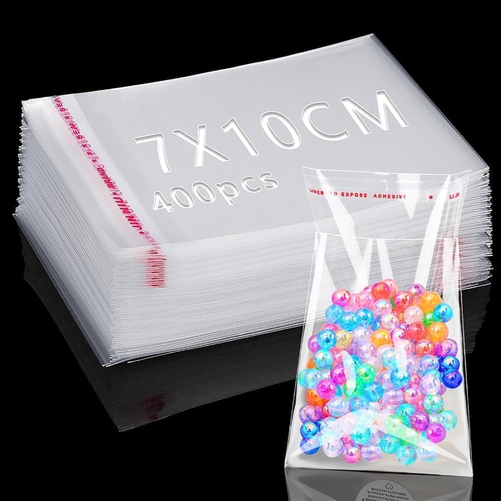 Bustine richiudibili trasparenti, in cellophane, autosigillanti, 10,2 x 15,2 cm, ottime per prodotti da forno, candele, saponette, biscotti transparent