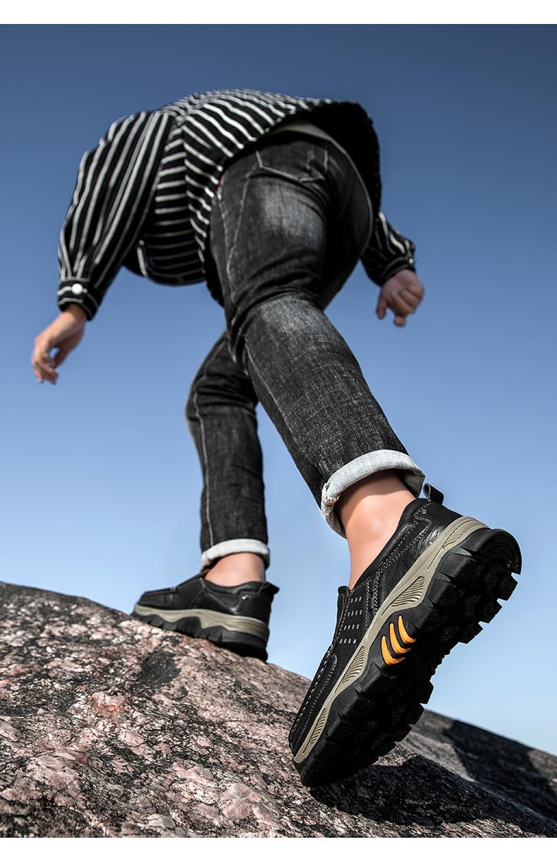 Mocasines ortopédicos de piel auténtica hechos a mano para hombre | Mocasines de cuero para hombre, con costuras a mano, zapatos planos casuales para vestir y oficina