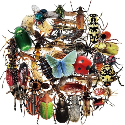 Uzztfa 50 Pegatinas De Insectos Realistas, Impermeables, para Álbumes De Recortes, Diarios, Tarjetas Y Manualidades.