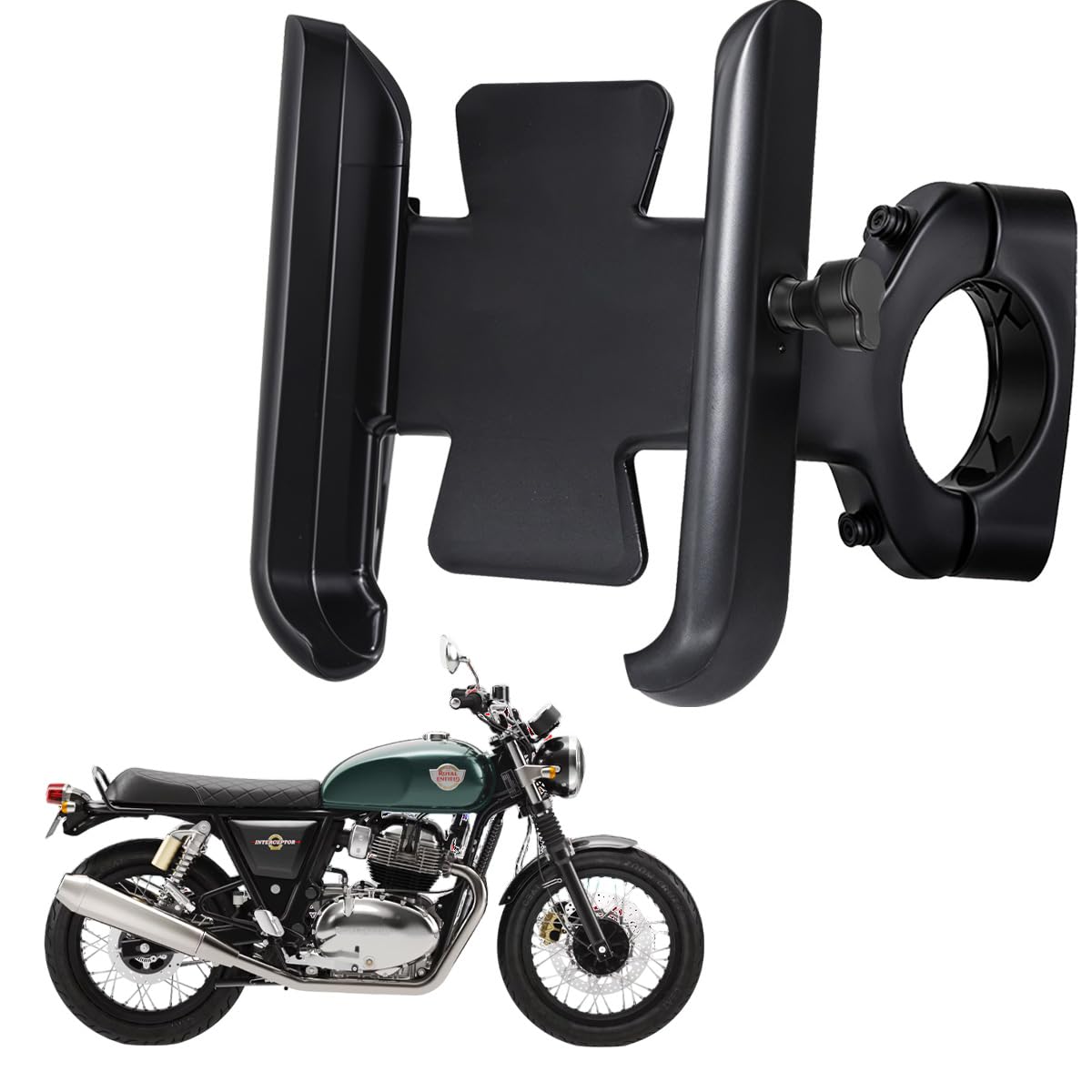 WHIPONE CNC Metal Bike Mobile Holder Compatible for Royal Enfield Interceptor 650, 360° Rotation Phone Mount Cradle for Bicycle & Motorcycle, Handlebar, Anti-Slip, Full Grip (Black)-image-46