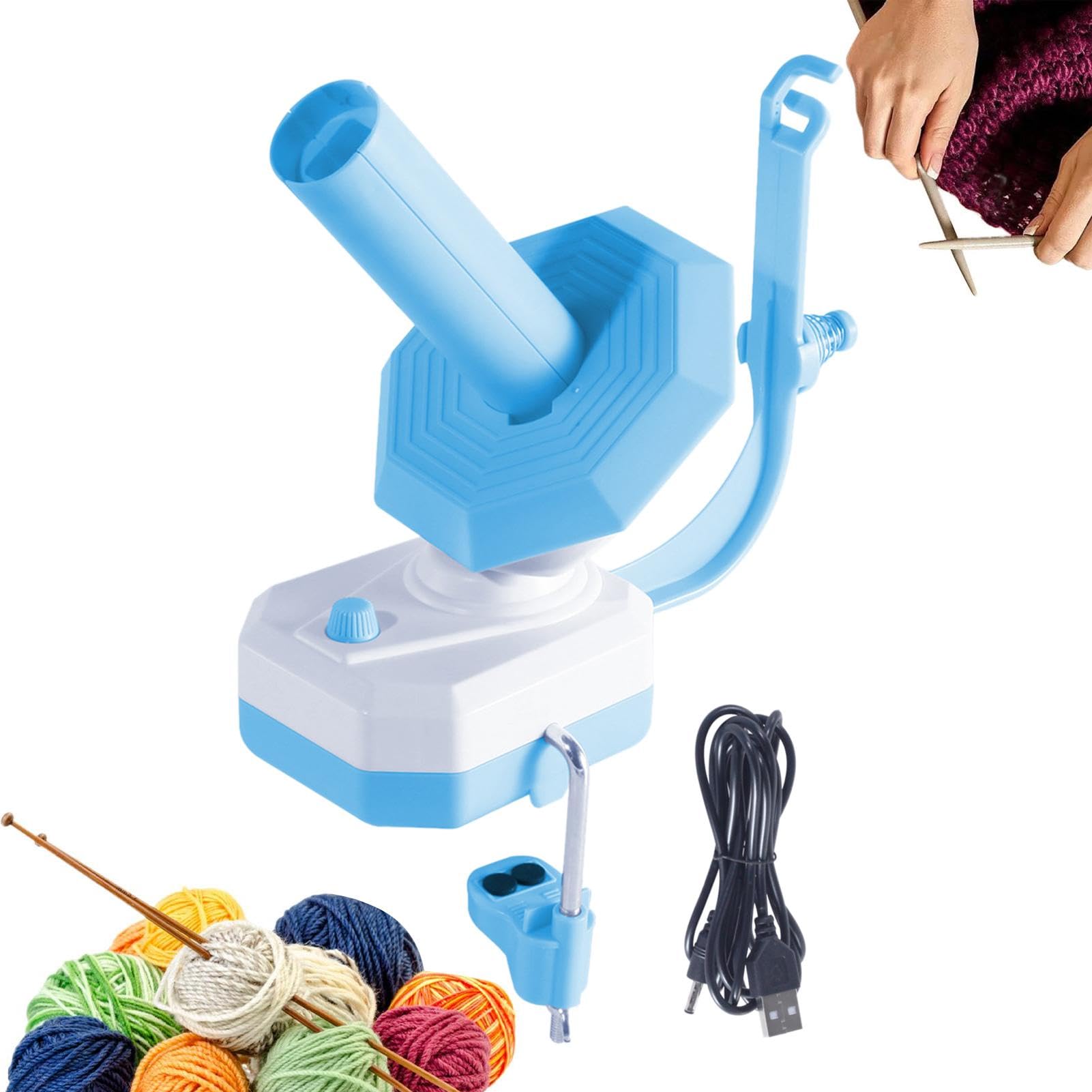 Bobinador automático de cuerdas, enrollador de pasteles de bolas, enrollador eléctrico de hilo, bobinador de ganchillo con diseño automático y ajustable para proyectos de punto, ganchillo y costura (1