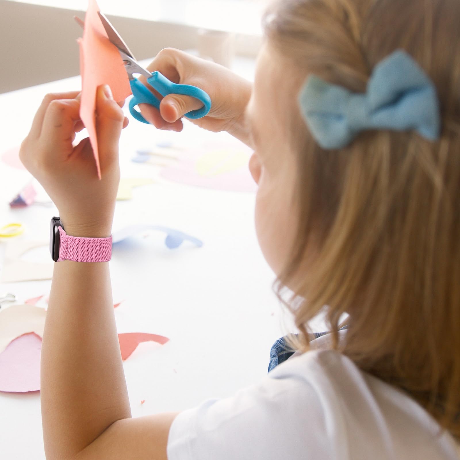 Bracelet extensible compatible avec Apple Watch pour enfants, bracelet en nylon tressé souple avec fermoir à clipser réglable pour iWatch Series 9 8 7 6 5 4 3 2 1 SE