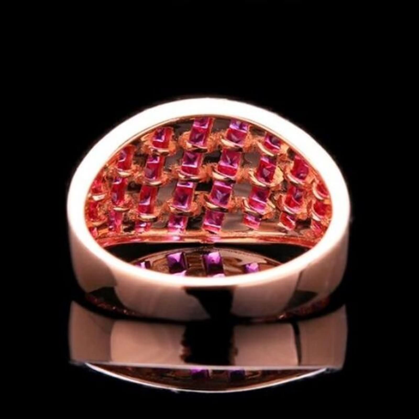 Daesar Anillo Boda para Mujer con Cuadrado con Rubí Creado de 0.97ct y Moissanita, Oro Rosa 9K/14K/18K, Anillos de Alianza Oro Rosa