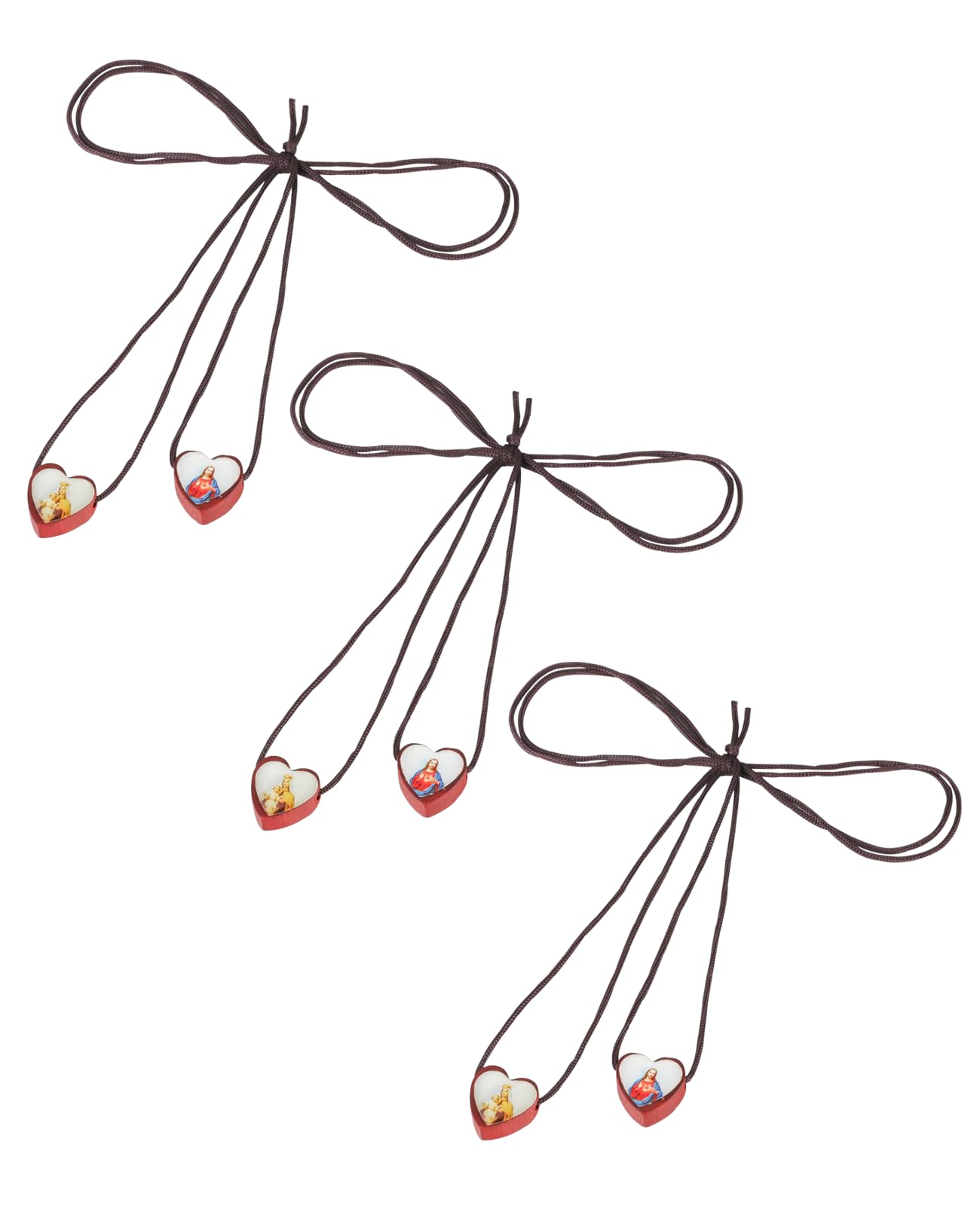 COTTVOTTCatholic Scapular Necklace Catolicos Sacred Heart of Jesus with Our Lady Mt Carmel Catholic Scapular for Men Women Christian Confirmation-3 Pack Bulk