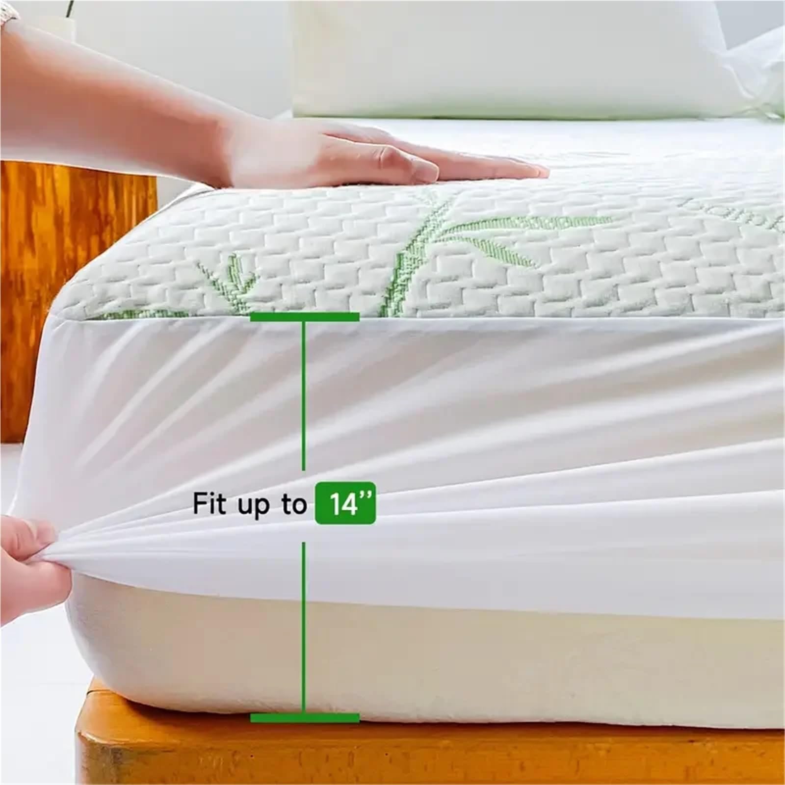 1 Funda de colchón Impermeable (sin Almohada), Ajustable, Transpirable y refrescante para ColchóN(140x190x30cm)