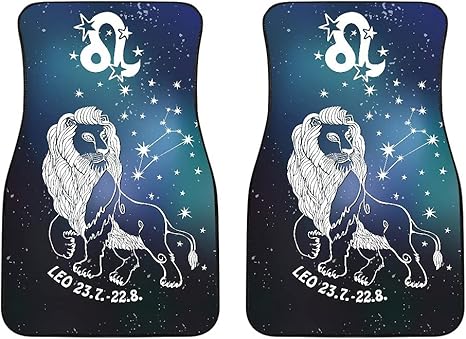 Leo Zodiac Cars Floor Mats, Leo Star Sign Car Mats, Leo Horoscope Mats (Without Custom Name, Set of 2)