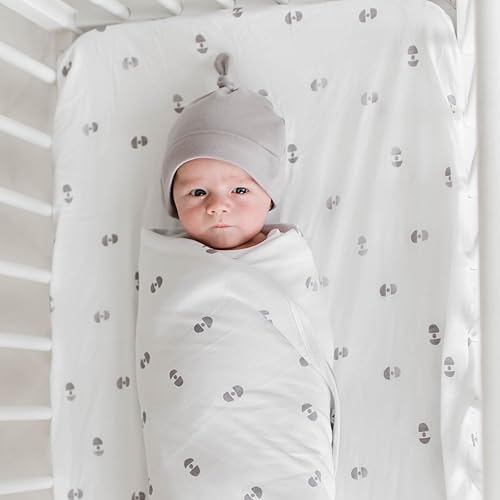 Miniatura 3 de Sábana para cuna pequeña con patrón geométrico, sábana bajera ajustable 100% algodón orgánico Pack n Play, sábanas de primera calidad, compatibles