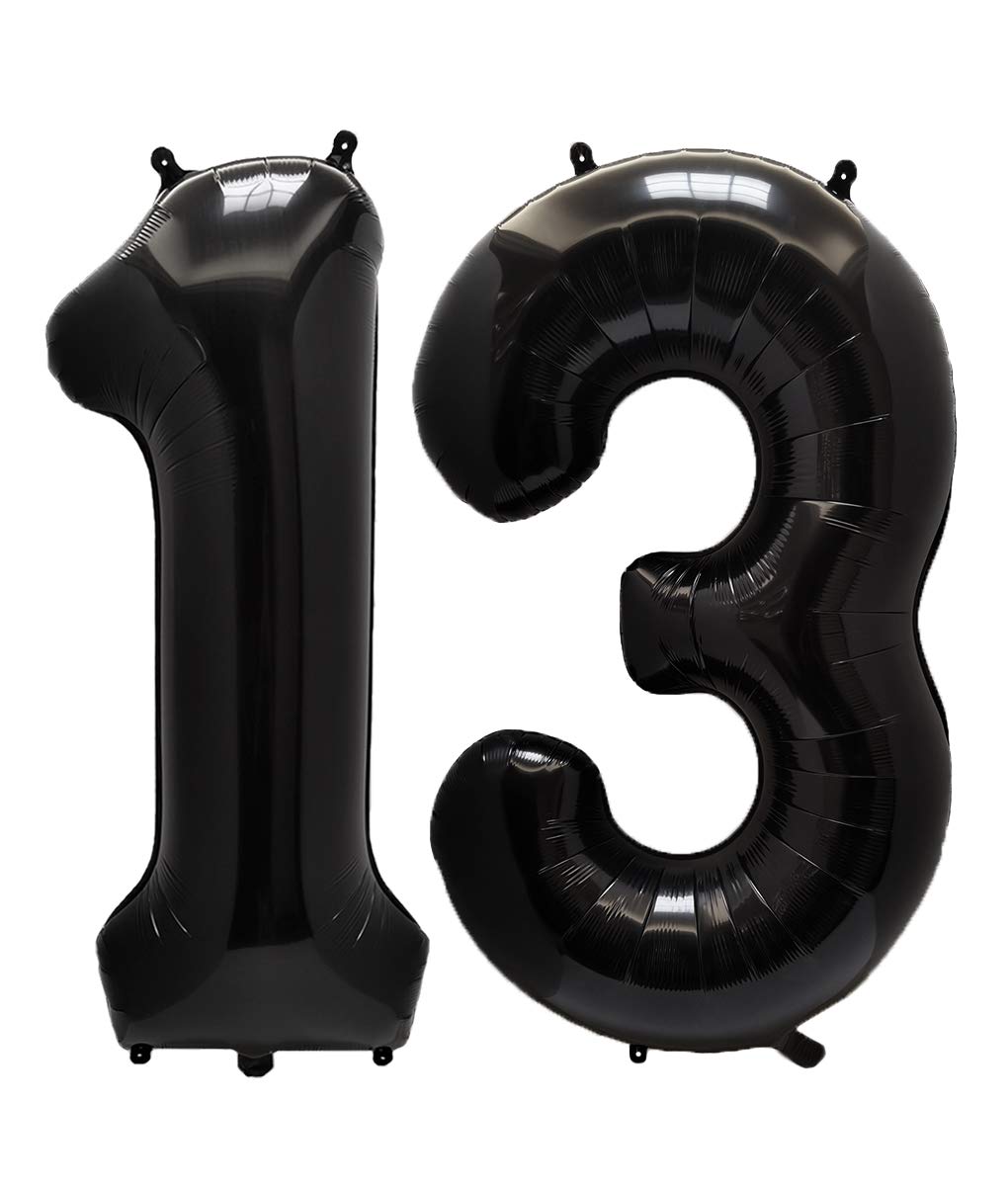 AULE 40 Inch Jumbo Black Foil Mylar Number Balloons for Boy Girl 13th Birthday Party Decorations 13 Years Old Anniversary Party Supplies AULE 40 Inch Jumbo Black Foil Mylar Number Balloons for Boy Girl 13th Birthday Party Decorations 13 Years Old Anniversary Party Supplies