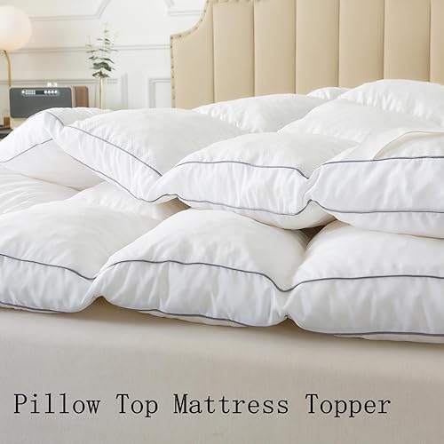 Miniatura 2 de TESIONE Cubrecolchón extra grueso, tamaño individual, parte superior de almohada con relleno de espuma viscoelástica suave y transpirable, diseño