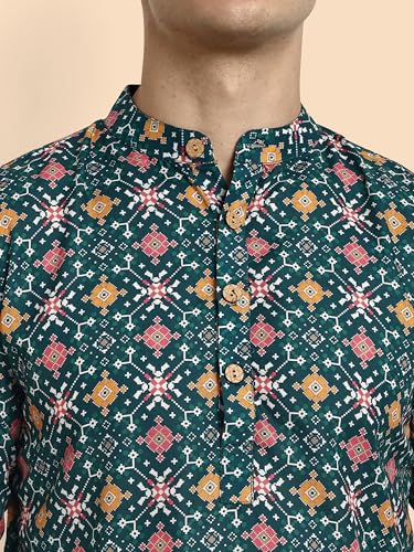 Image of Vardha Men's Cotton Printed Short Kurta with Comfortable Fit and Simple Style and Regular Look | Kurta for Men