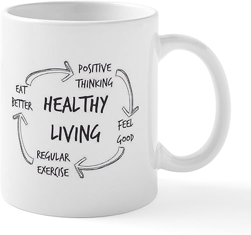 CafePress Healthy Living Mugs Taza de café de cerámica, taza de té de 11 oz