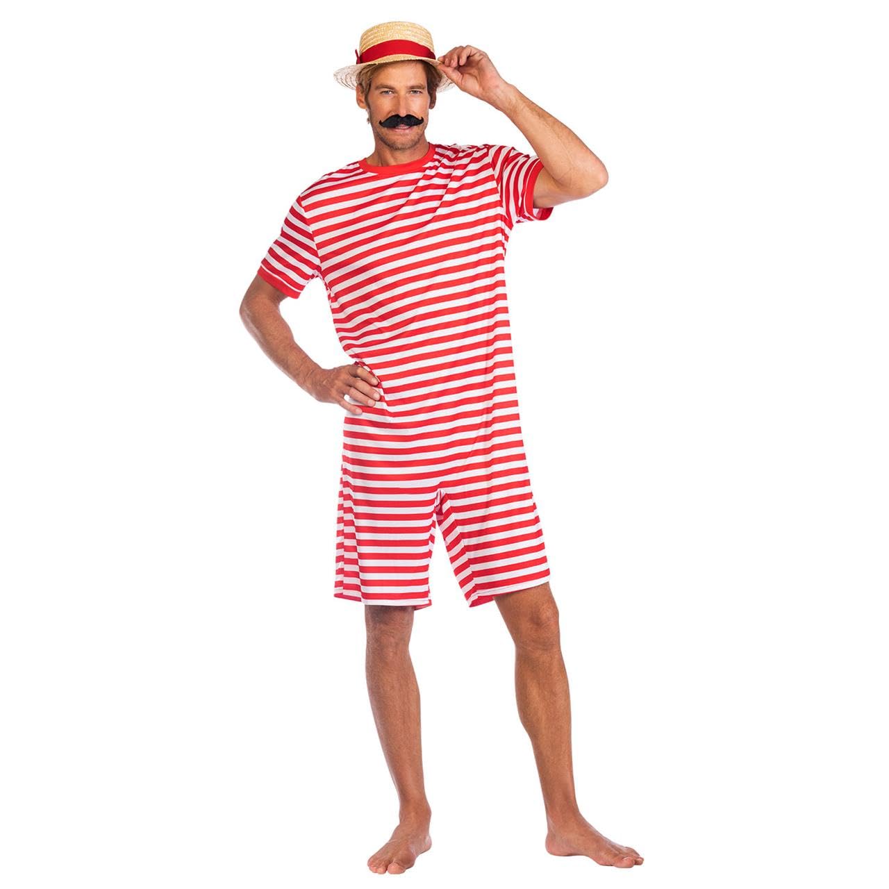 amscan Adult Mens 1920s Swimsuit Red Costume
