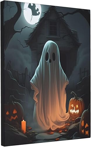 WEASYYDS Lienzo de Halloween para pared, imágenes de fantasmas de Halloween fuera de la cabaña, decoración de pared del hogar, para dormitorio, sala