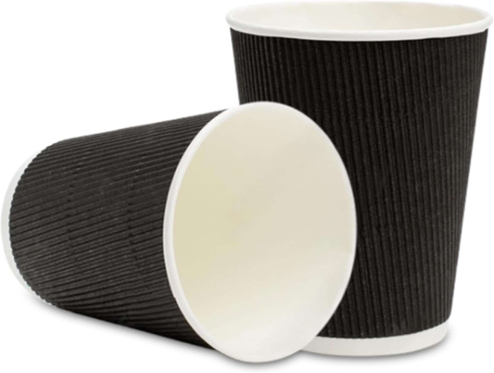 500-CT Disposable Black 12-OZ Hot Beverage Cups with Ripple Wall Design: No Need for Sleeves โ Perfect for Cafes โ Eco-Friendly Recyclable Paper โ Insulated โ Wholesale Takeout Coffee Cup