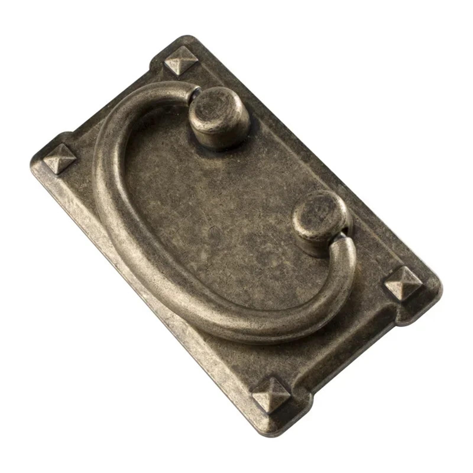 Cidegoo Bronze 10Pcs Antique Square Drawer Pulls Ring Handles Zinc Alloy Furniture Hardware