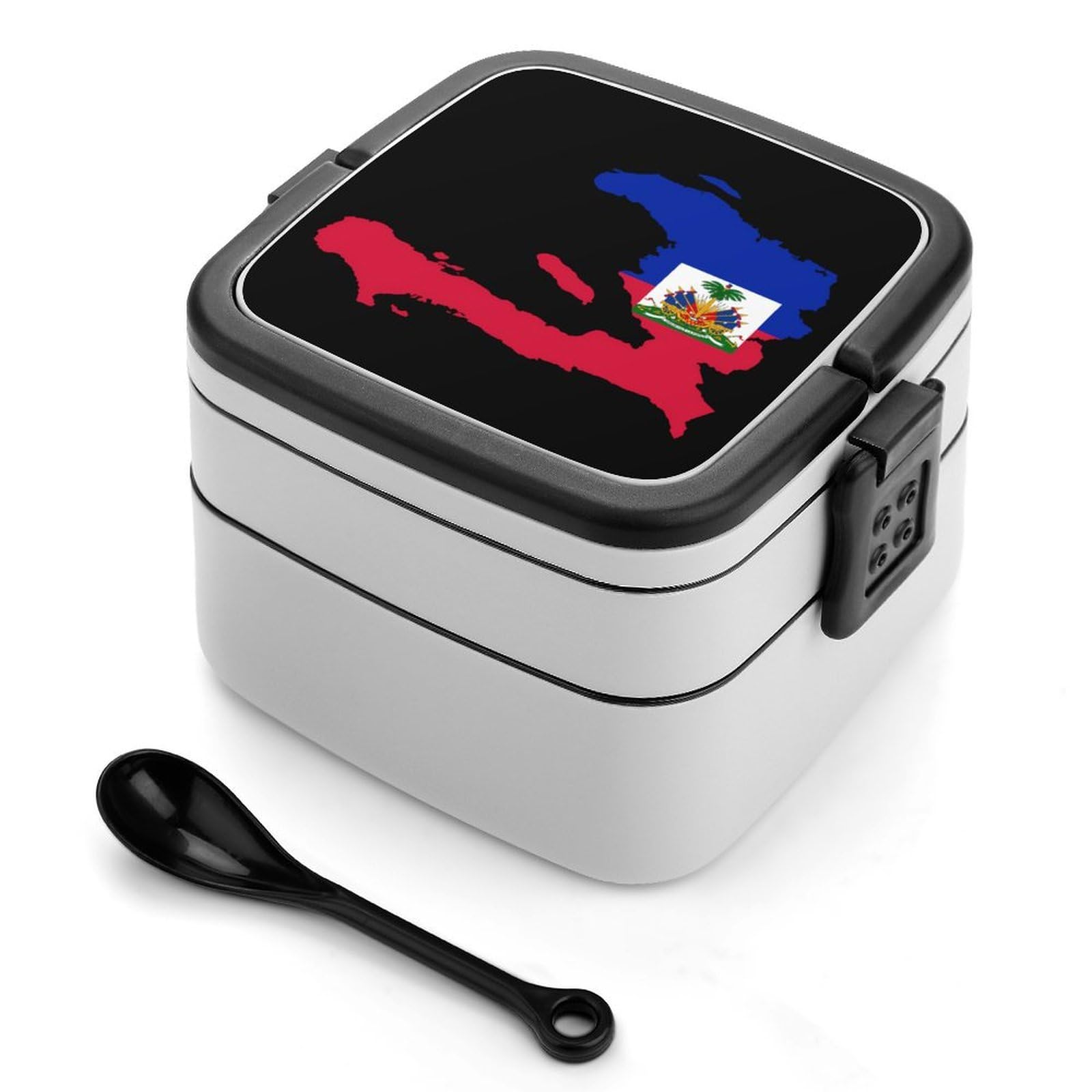 CGSBNGHA Flag Map of Haitians Bento Lunch Box 2 Layer Lunchbox Food Container for Adults Office