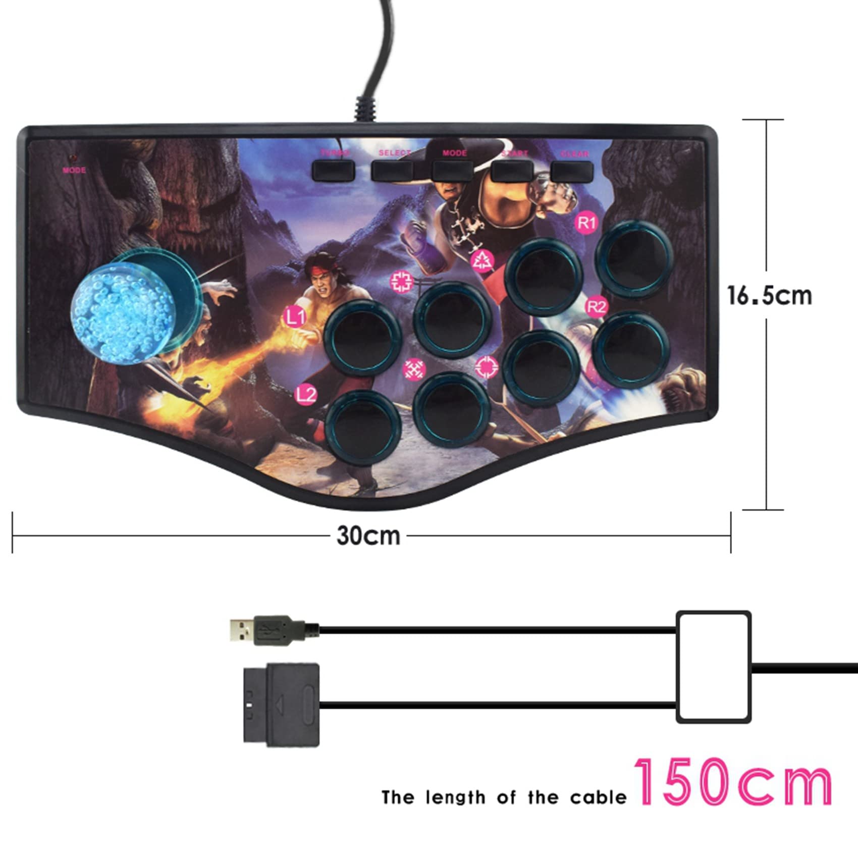 2X Retro Arcade Game Rocker Controller Joystick USB dla Ps2 / / Pc/Android Smart TV Wbudowany Wibrator OśMiokierunkowy Joystick (A)