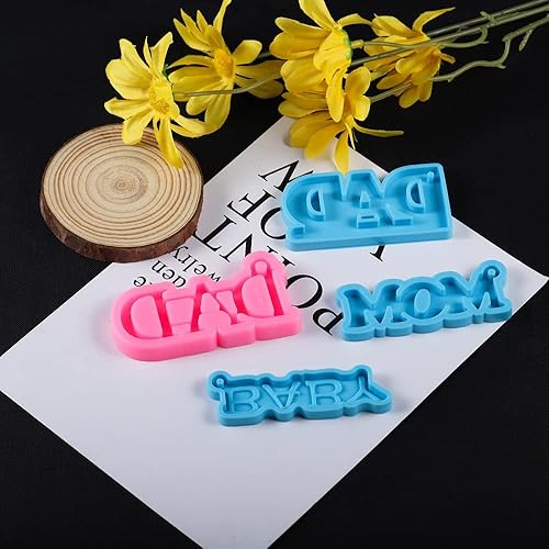 Miniatura 4 de 1 molde de resina epoxi con letras de mamá papá, moldes de silicona para colgantes de corazón, molde de fundición para herramientas de fabricación