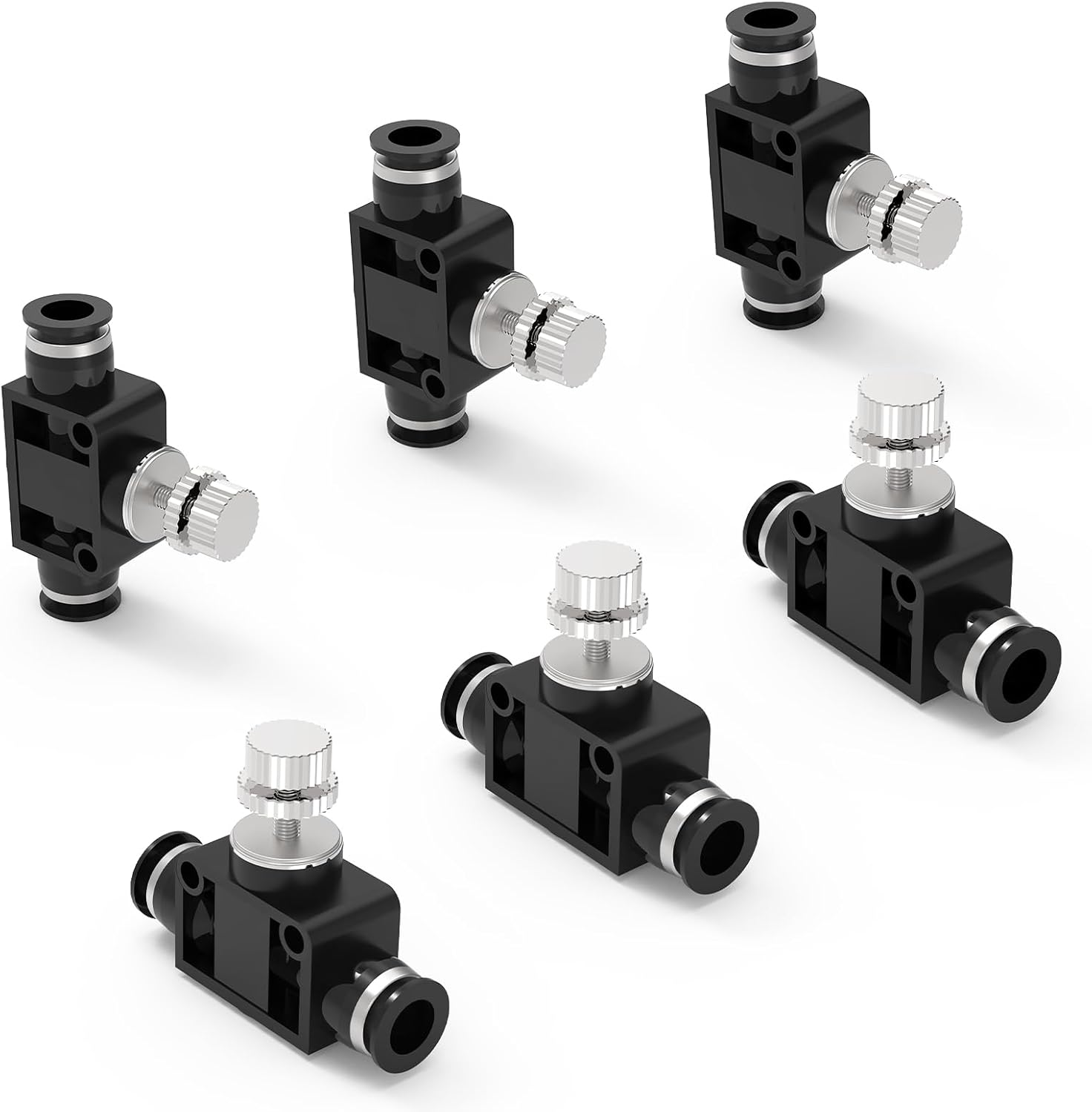 LSA6 6Packs 6MM OD Blue Quick-Connect Pneumatic Fittings – Push-to-Connect Air Hose Couplers, Push to Connect Fittings Quick Connect Pneumatic Ball Valve