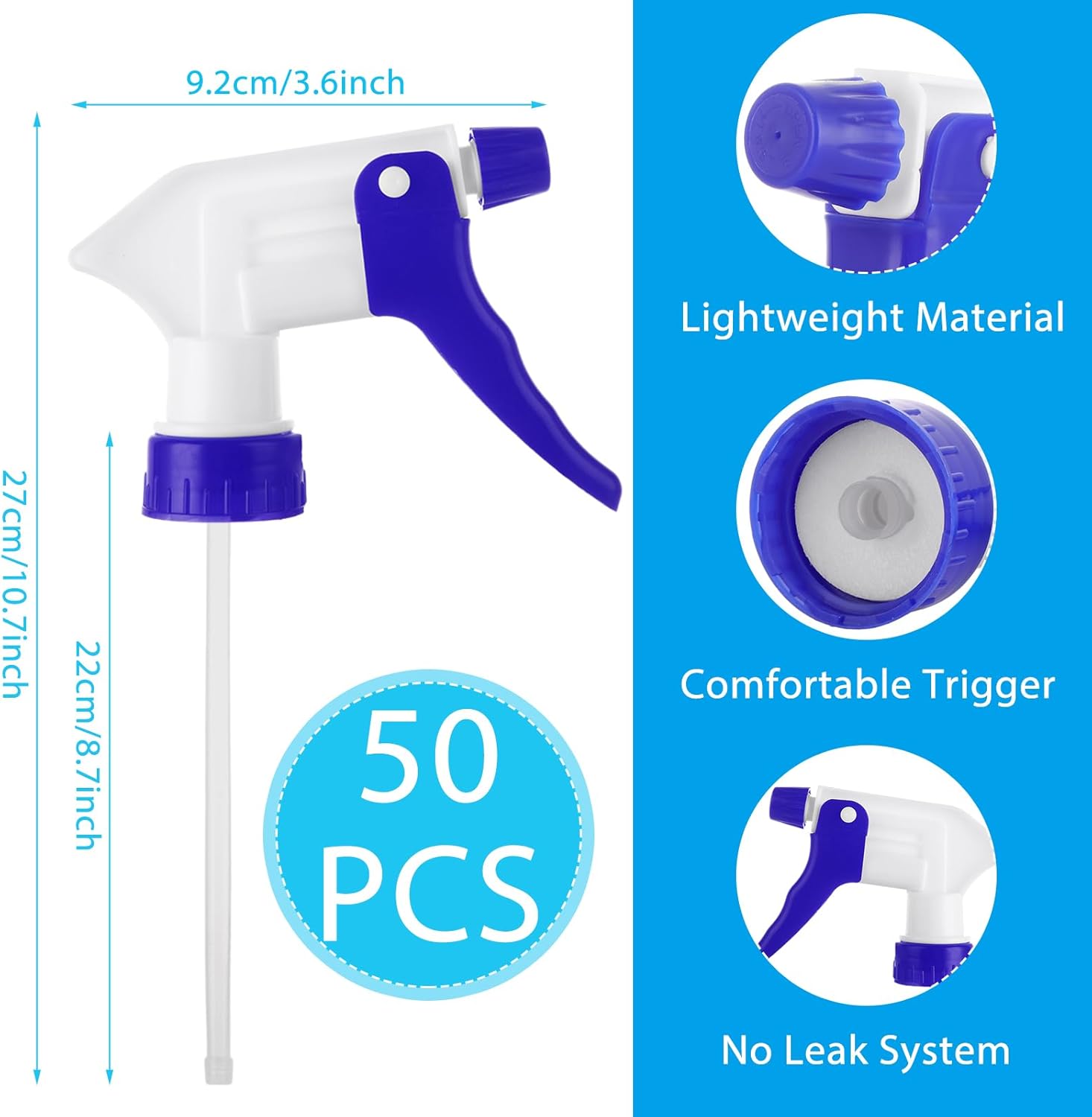 50Pcs Spray Bottle Nozzles, Spray Bottle Nozzle Replacement, Spray Nozzles For Bottles, Leak Proof, Mist & Stream Spray, Fit Standard 28/400 Neck 8oz, 16oz, 32oz Bottles for Clean