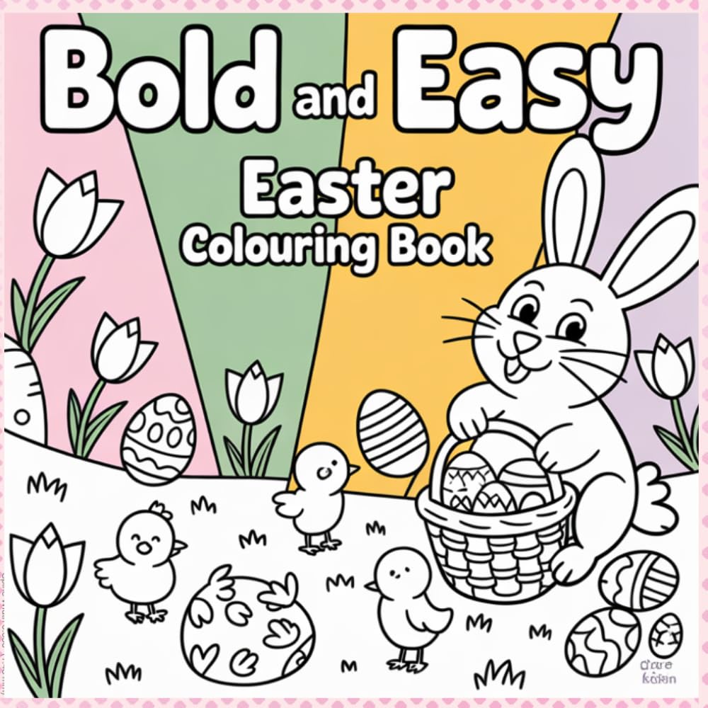Bold and Easy Easter coloring Books for kids: Happy Easter bunnies eggs chicks