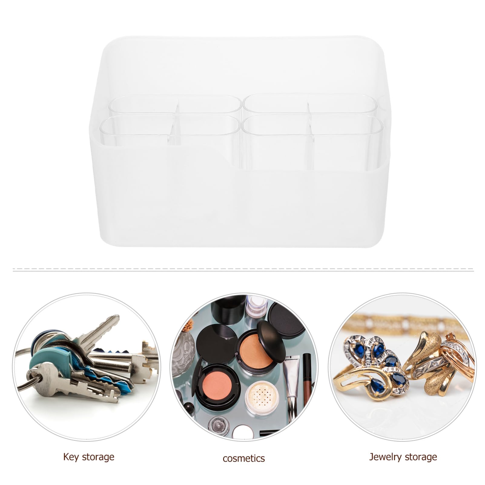 3 Sätze Makeup Organizer mit Abnehmbaren Fächern Großer Kosmetik Aufbewahrungskoffer für Badezimmer Schminktisch Weißes Design für Make Up und Schreibwaren Platzsparend und
