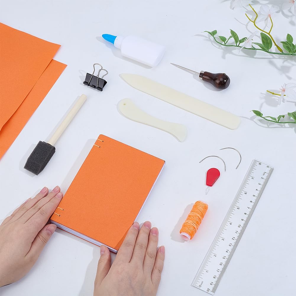 WEBEEDY Coptic Stitch Bookbinding Kit for Adults Beginners to Make Your Own A6 Notebook, Journal, Diary, Complete Book Binding Kit with Cover, Bone Folder, A5 Papers, Needles, Books Making Tools