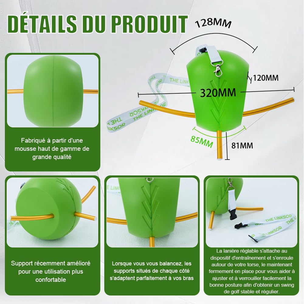 gresonic Balles d'Entraînement de Golf avec Tige d'Alignement - Améliorez Votre Mécanique et Structure de Bras