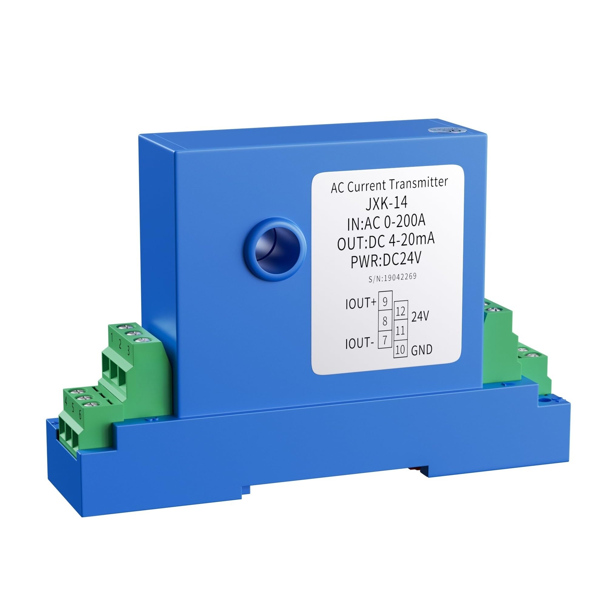Transducteur de Courant Alternatif/continu, capteur de Courant à Effet Hall 4-20 mA, 24 V CC, Trou de 8 mm(Input AC 0-100A)