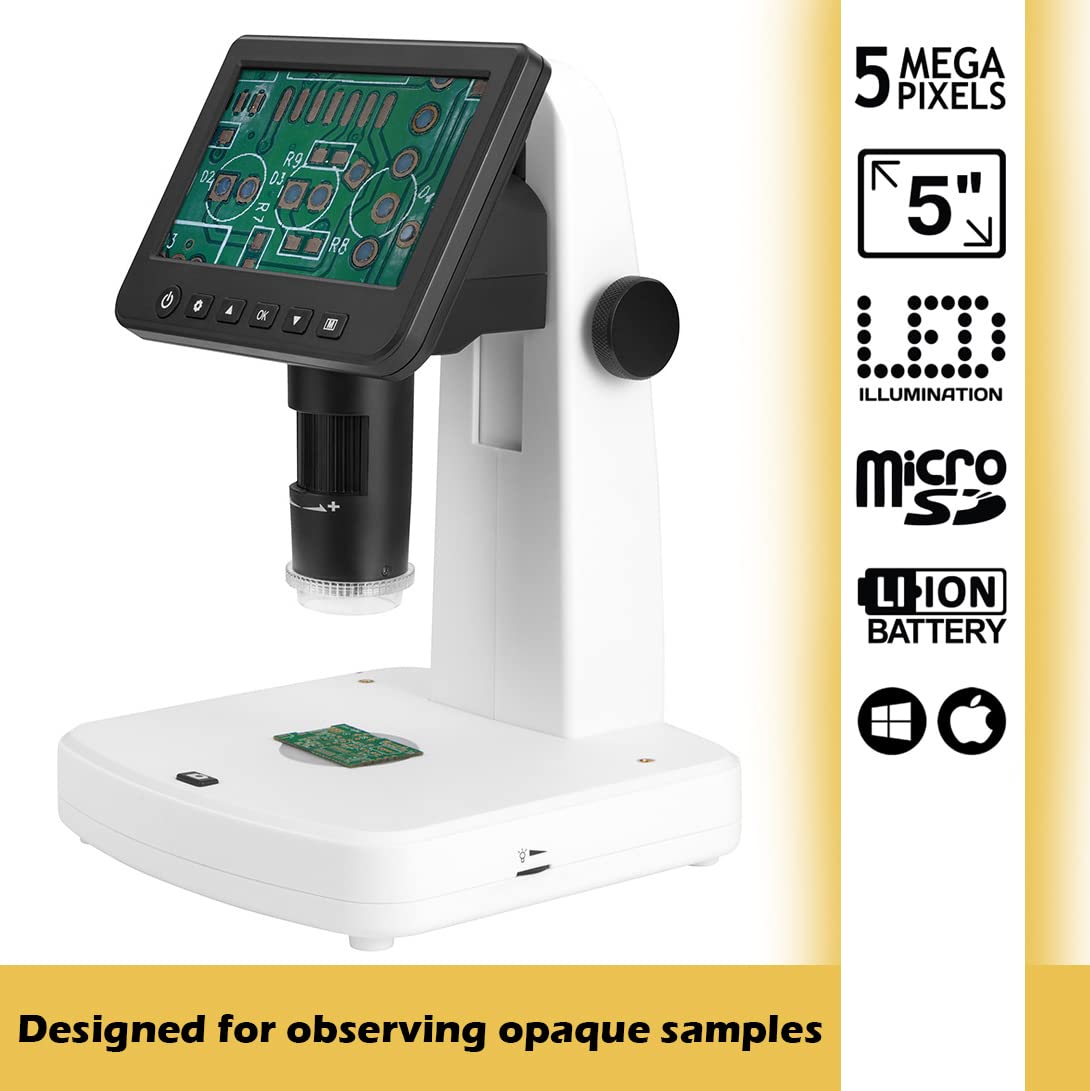 Levenhuk DTX 700 LCD-Digitalmikroskop mit 10- bis 1200-Fachem Zoom, Windows- und Mac OS-Kompatibel