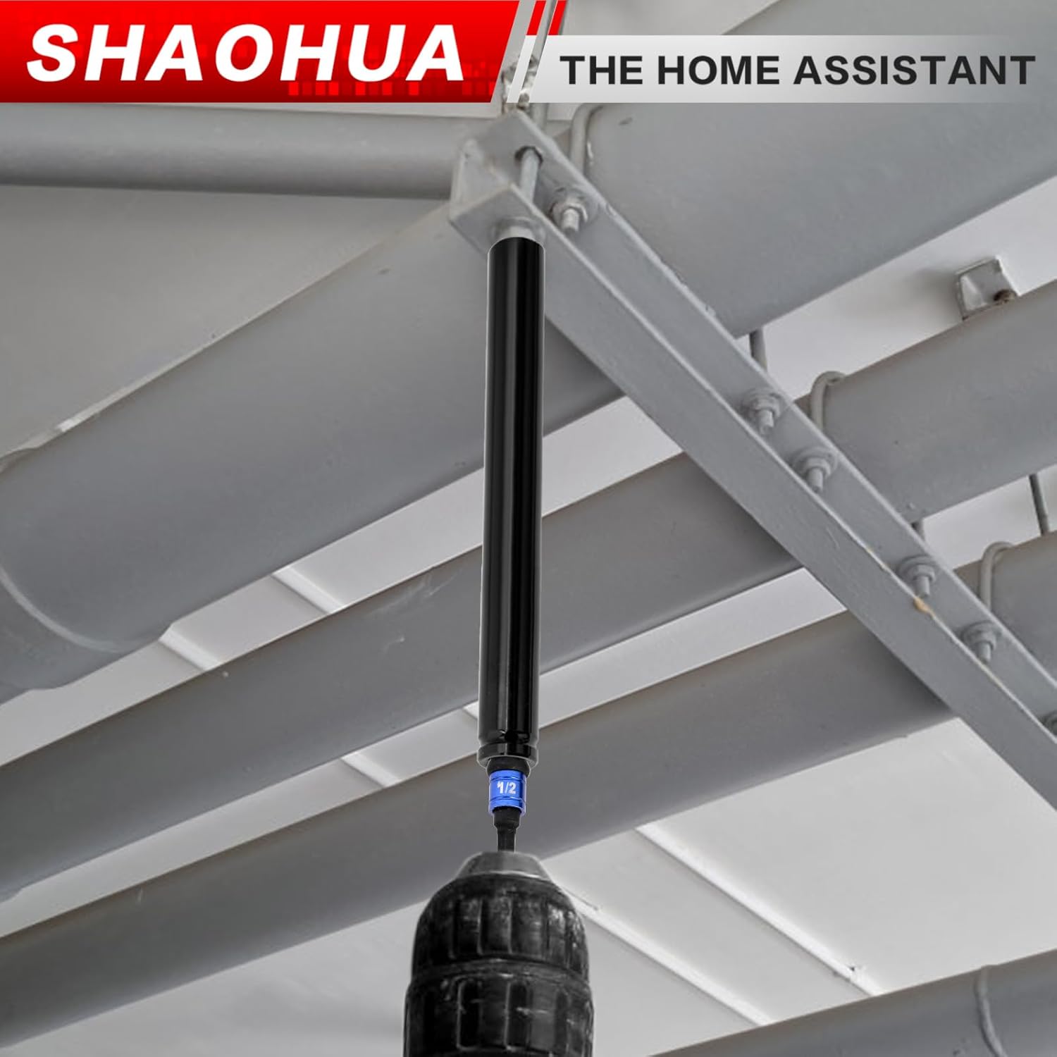 3/4"(19mm) Nut Driver 6" & 12", Deep Nut Runner Hollow Socket with 1/4" Hex Shank Adapter, 1/2" Drive 3/4 Socket for Ceiling Long Threaded Rod Bolts, Ductwork, 2 Lengths for Overhead Fastening
