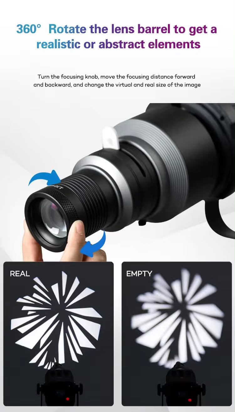 Bowens Mount Spotlight, konisches optisches Snoot-Set, Fotostudio-Beleuchtung, Projektor-Zubehör mit 20 Gobos und 5 Farbfiltern für Aputure Amaran 100DS/XS 200XS/DS 300C/DII/X 60D/XS Godox SL60 AD600