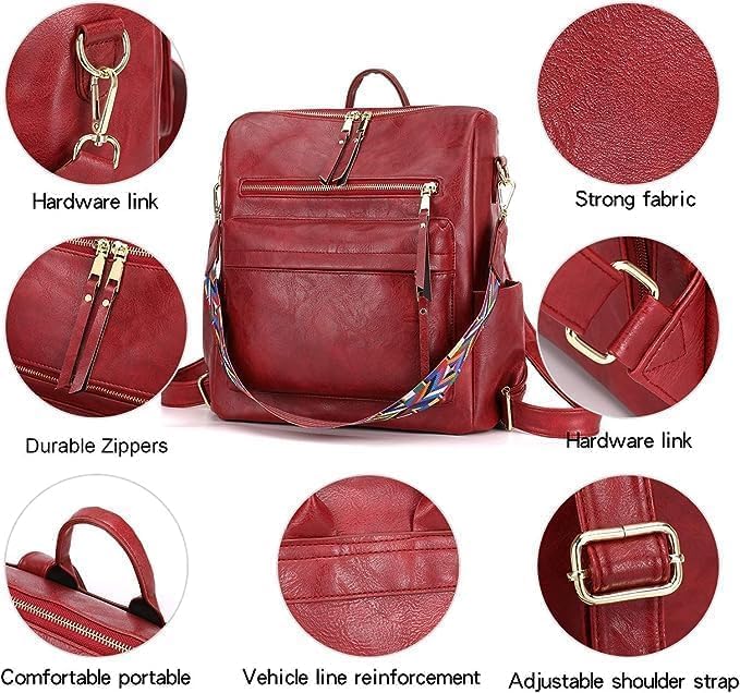 Image of Leather Backpack for Women | Large Capacity | College and Office use | PU Leather | shoulder bag for Ladies,