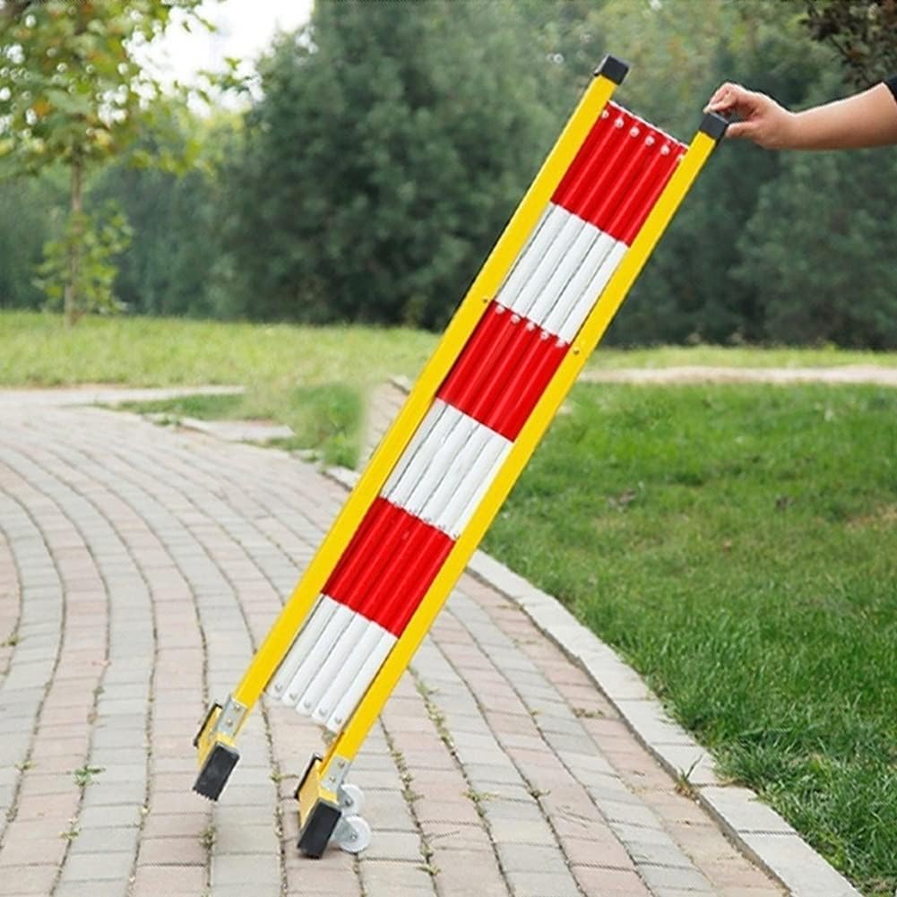 Barreras de seguridad retráctiles plegables para control de acceso y tráfico, barricada de metal expandible, color rojo y blanco, 1,2 x 3 m, uso en exteriores