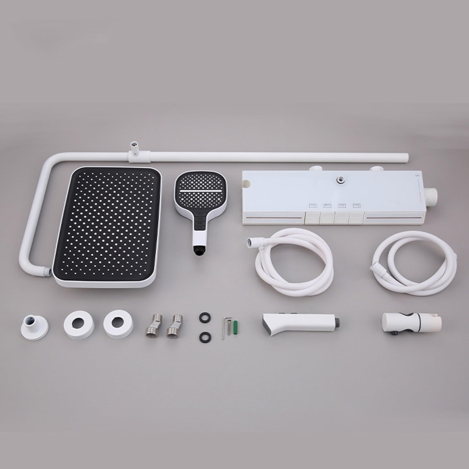 Set di rubinetti per Sistema Doccia con Display Digitale, luci ambientali, soffione a Pioggia, doccetta a 3 modalità, spruzzatore per Bidet a 2 funzioni, beccuccio per Vasca a casc