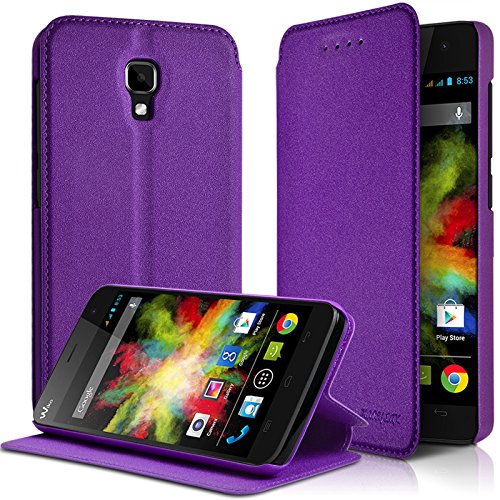 KARYLAX Seluxion - Housse Coque Etui à Rabat latéral Fonction Support Couleur Violet pour Wiko Bloom + Film de Protection …