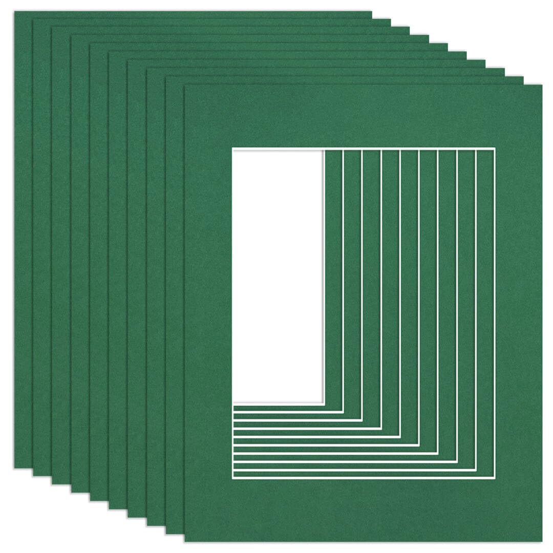 Procut Global 14x11" Emerald Picture Mounts to Fit 10x8" Aperture - Precision Cut Cardboard Photo Mount - Ideal for Frames, Prints, Artwork & Certificates - Sizes & Colours Available - 10 Pack