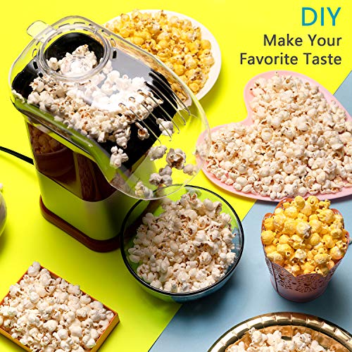 Hot Air Popcorn Poppers for Home, 1200W Popcorn Maker Machine for Healthy Snack, No Oil Needed (Red)