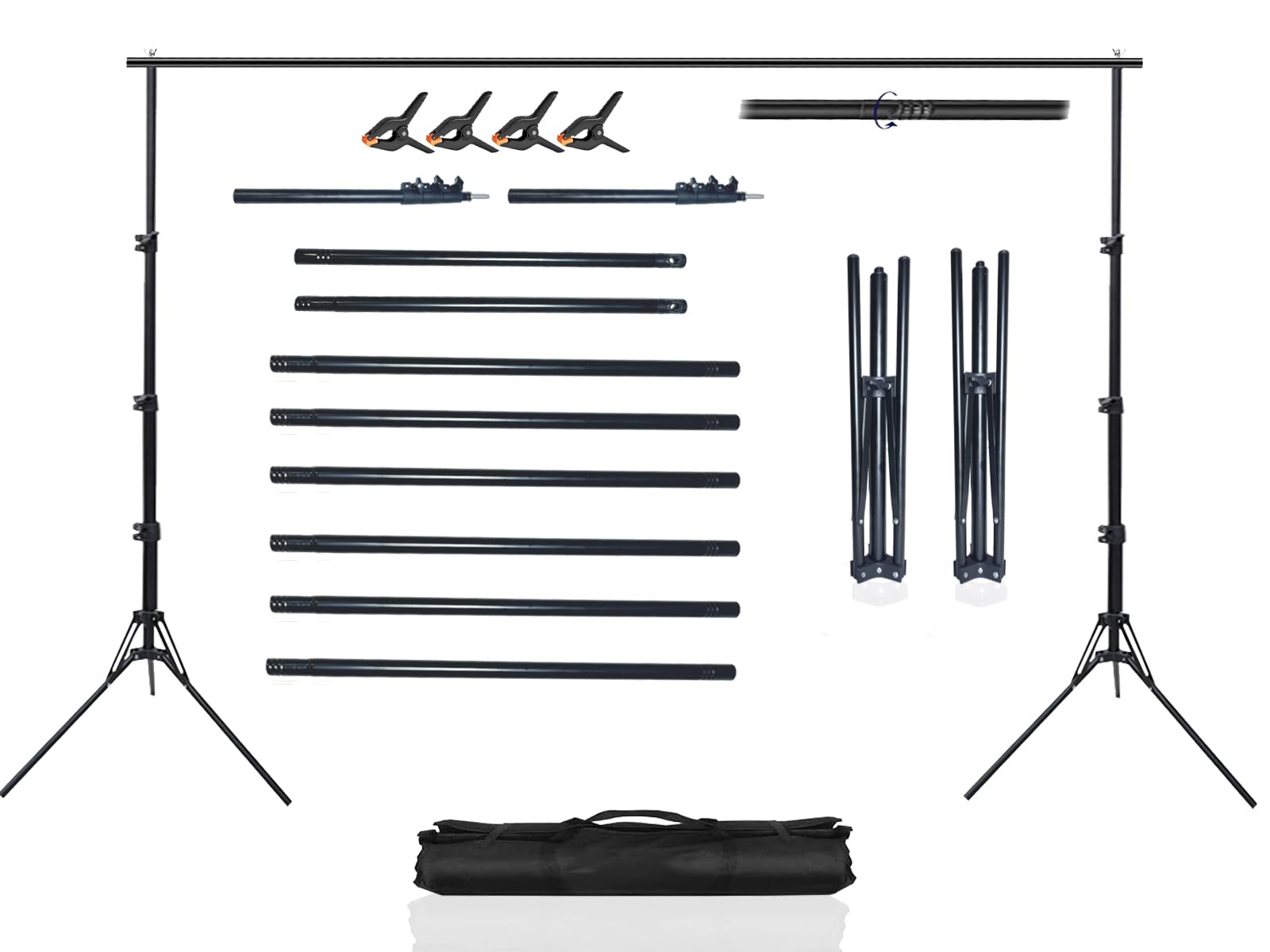 Photo 1 of ***MISSING PARTS***
10x6.5ft Adjustable Photo Backdrop Stand Kit Portable Portrait & Studio Photography Backdrops Support with 4 Clamps, Carrying Bag Disassembly Banner Stand